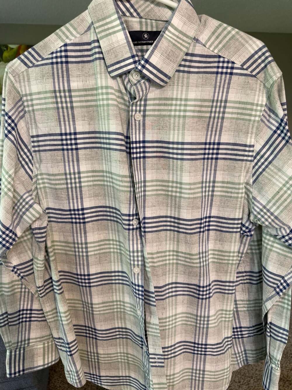 Hart Schaffner Marx Men's Long Sleeve Plaid Button Down Shirt Size Large